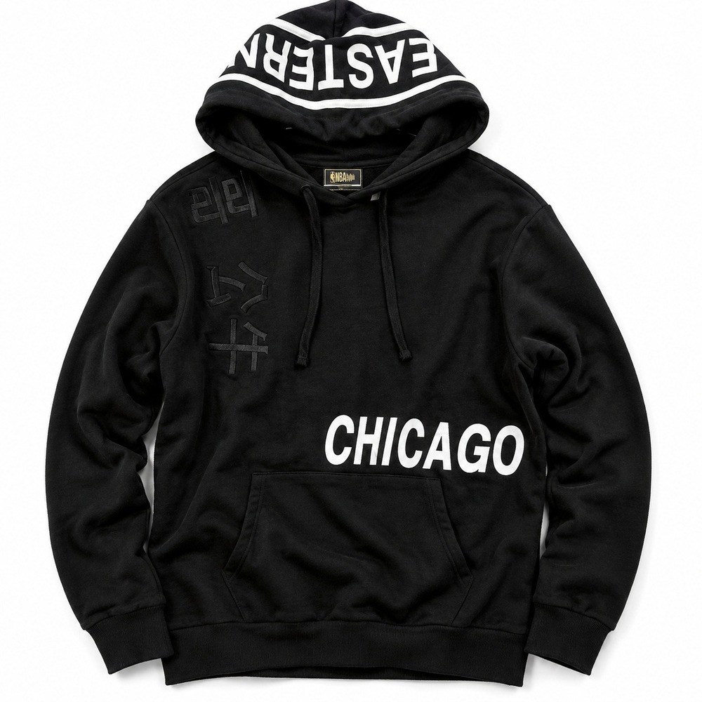 NBA Style Chicago Bulls Mens L Pullover Hoodie Black Eastern Conference Cotton